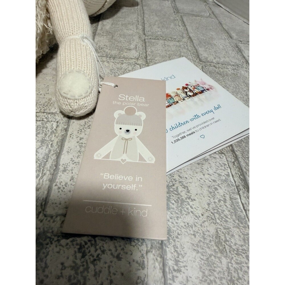 Cuddle + Kind Handmade Stella The Polar Bear Knit Doll Baby Plush Toy 15” New - Picture 9 of 13